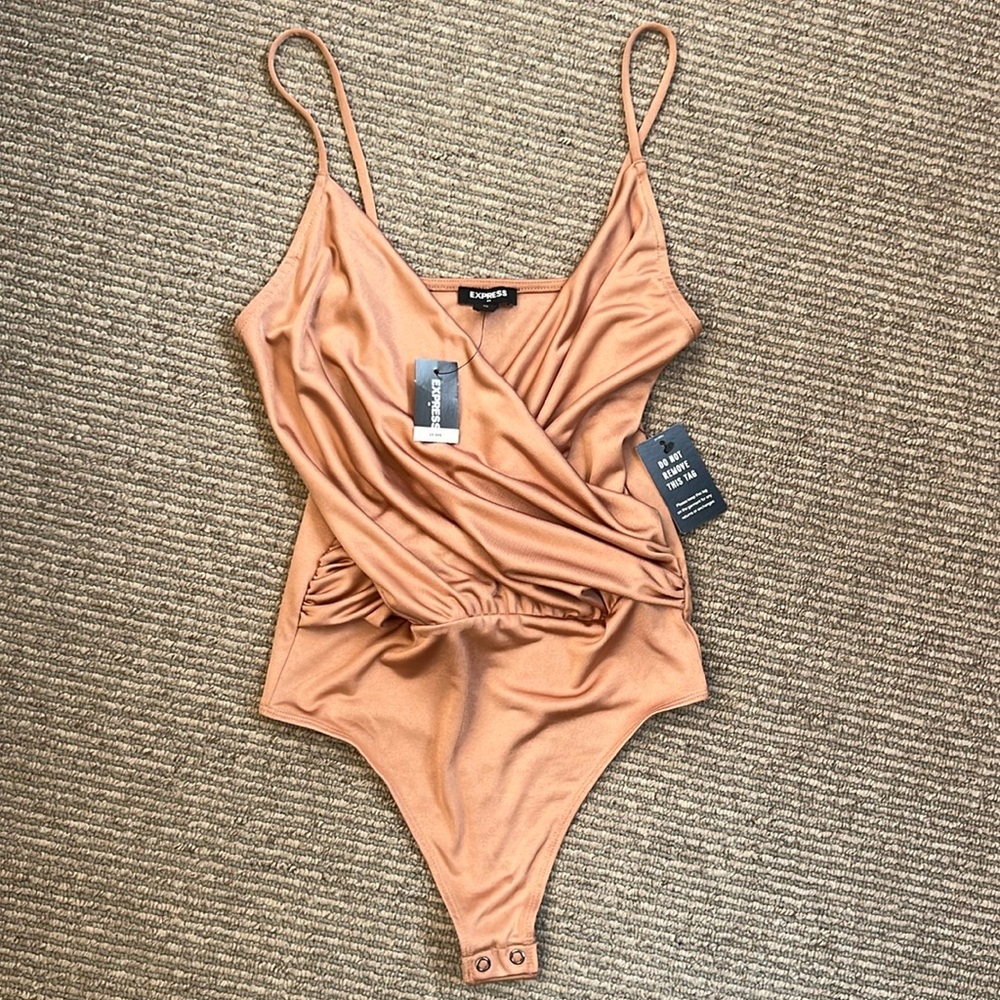 NWT Express Gold Thong Snap Bodysuit